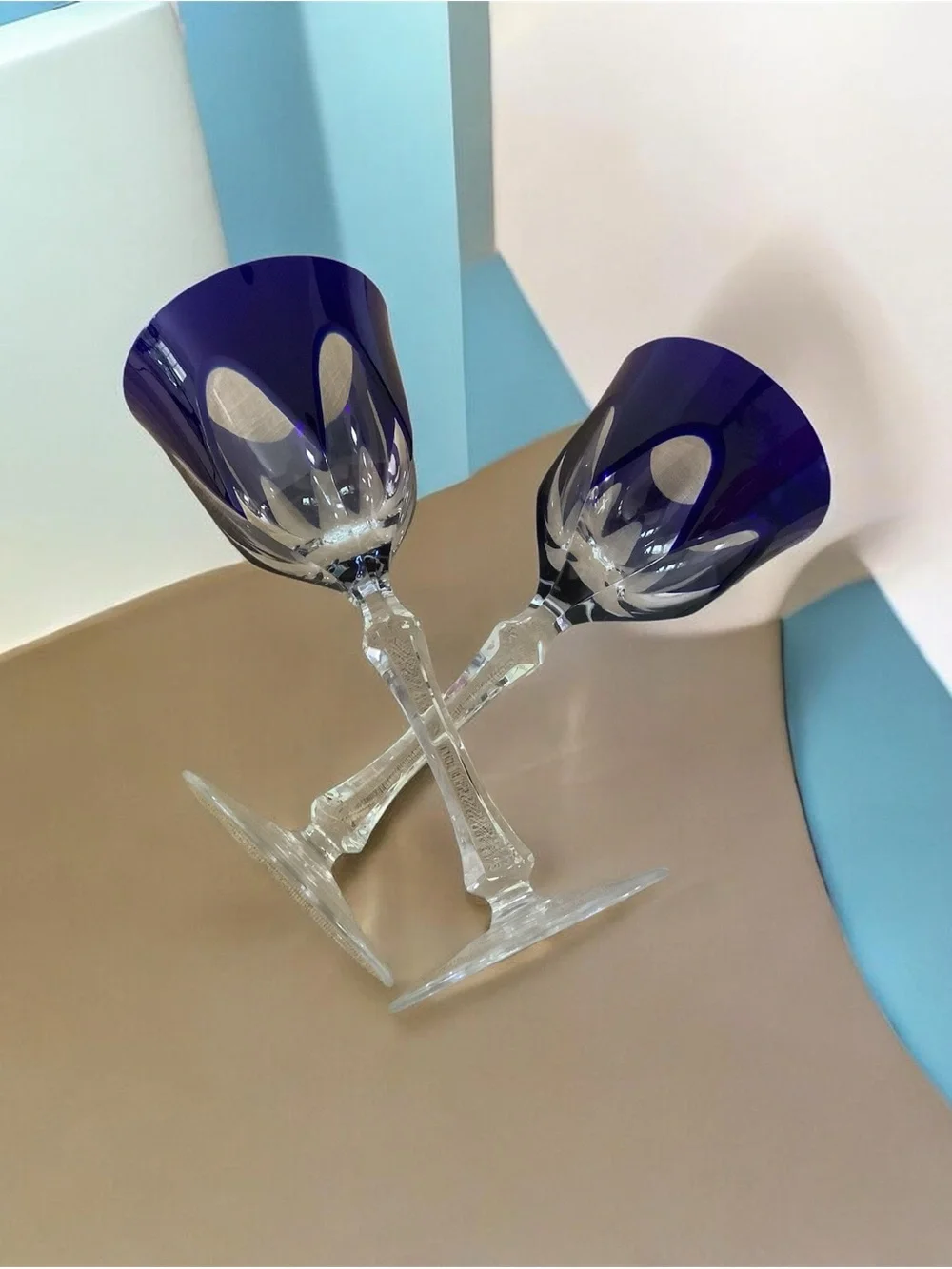 Set of 2 vintage Faberge Alexandria hand crafted with an etched signature